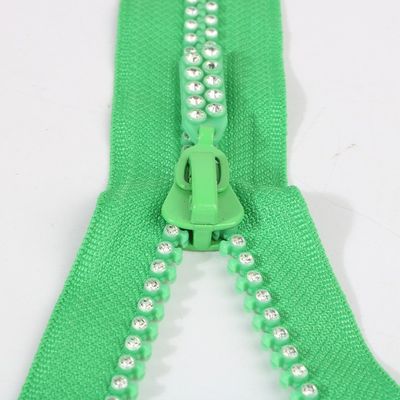 Grüne Doppelreihe # 3 # 5 # 8 # 10 Diamant Reißverschluss Zähne laufen glatt