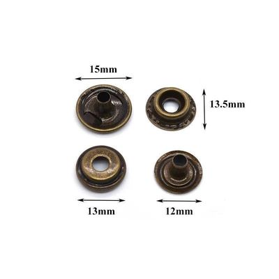 Zinklegierung Messing Metall Press Stud Knopf Prong Snap Befestigungsknopf für Bekleidung